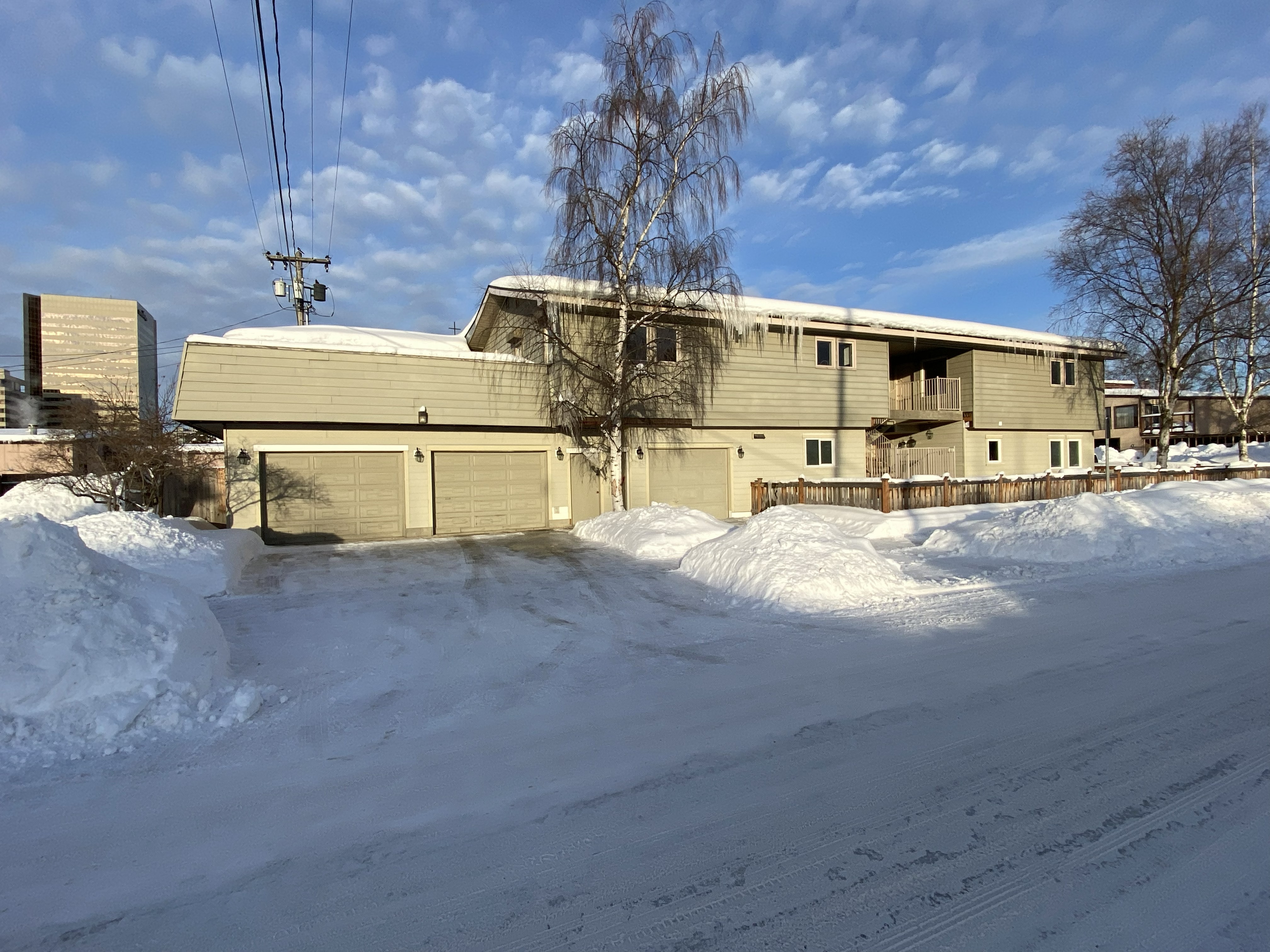 Front exterior of South Addition duplex in Anchorage